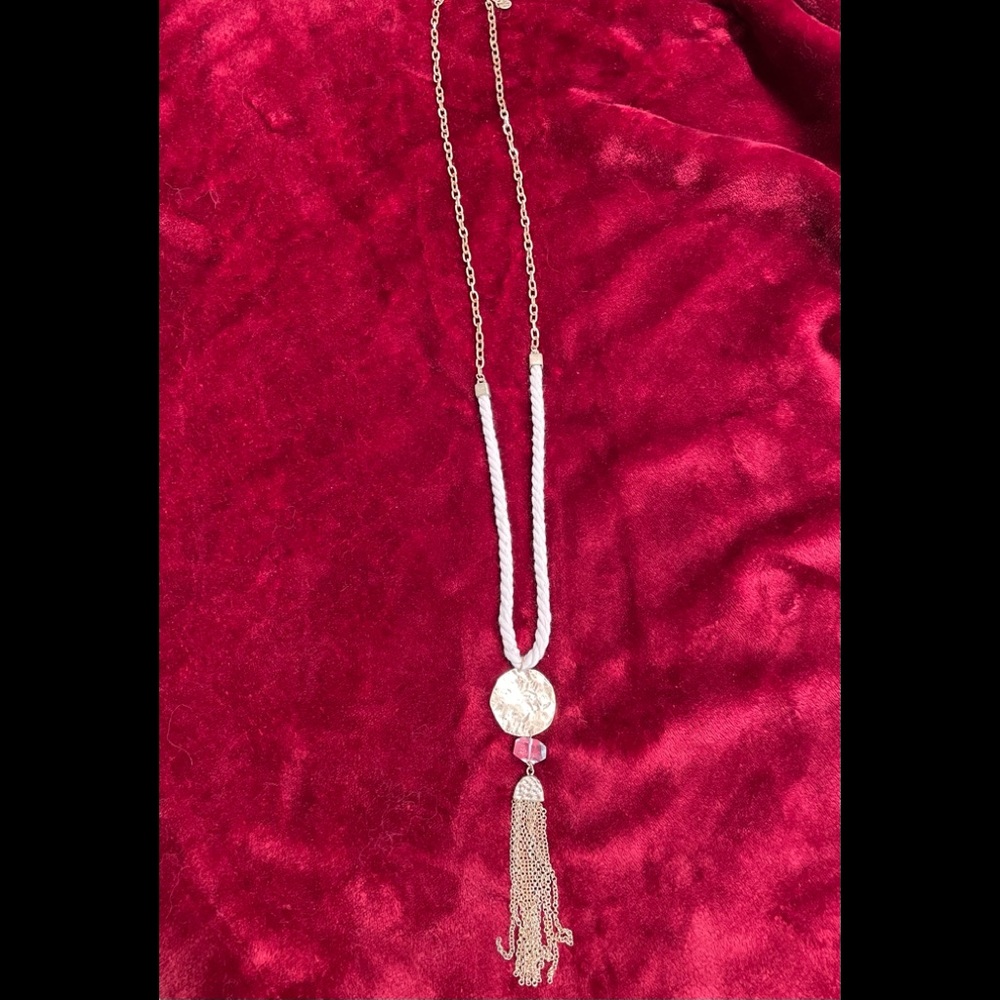 Goldtone and rope necklace